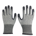 18 Gauge Gray HPPE Anti Cut Black Nitrile Sandy Gloves With Cut F